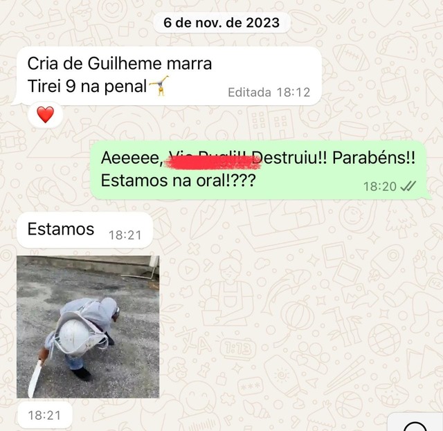 Mensagem de aluno sobre o curso